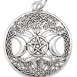 1 1/4" Tree of Life Triple Moon Pentagram amulet