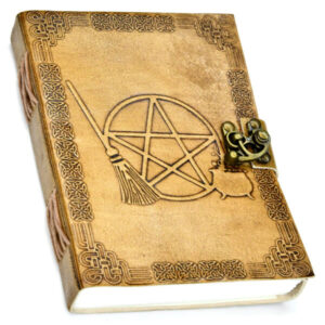 Broom and Pentagram Leather Journal
