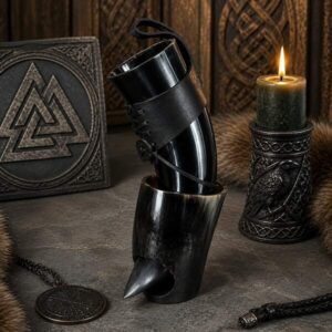 Buffalo Drinking Horn and Stand