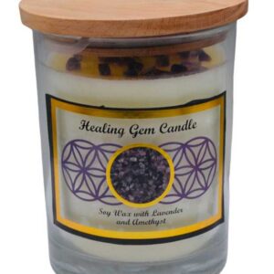 Healing gem stone soy candle