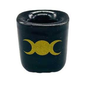 Triple Moon Black ceramic holder