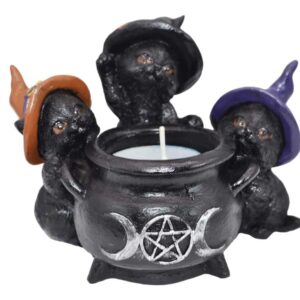 Witchy Cats around Cauldron tealight holder