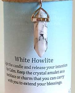 Calming pillar candle with White Howlite pendant