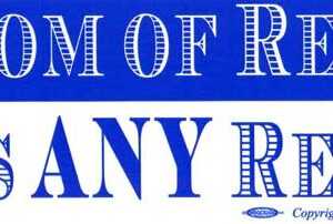 Freedom of Religion Means Any Religion bumper sticker