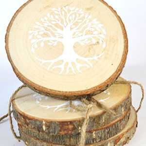 (set of 4) 4" Tree of Life wood coasters