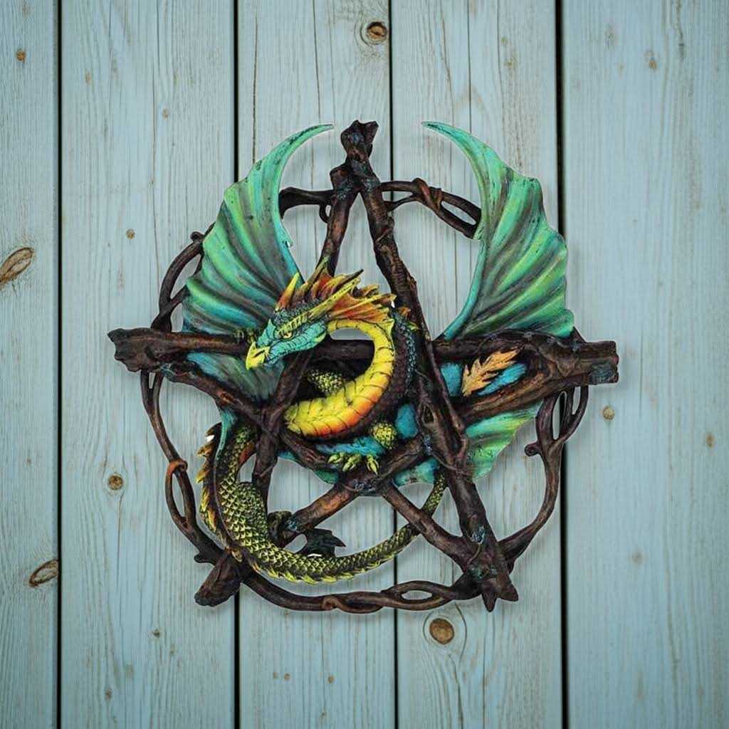 Forest Pentagram Dragon witchy decor