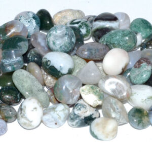 1 lb Agate, Moss tumbled chips 7-9mm
