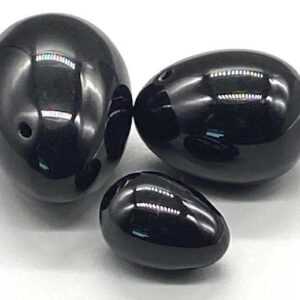 (set of 3) Black Obsidian Yoni eggs