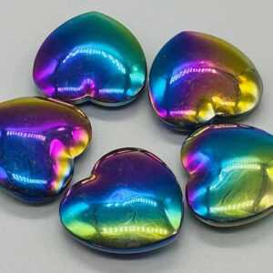 1 3/4" Hematite, Rainbow heart
