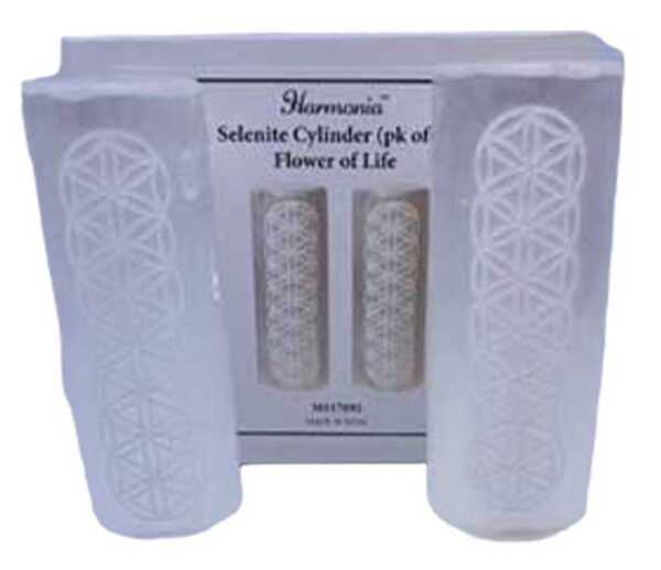 Flower of Life Selenite harmonizer (set of 2)