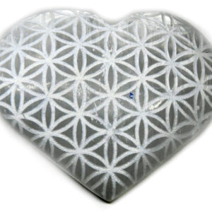 3" Selenite heart , Flower of Life