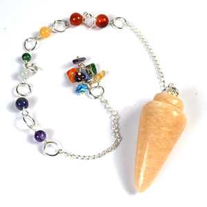 Moonstone, Peach 7 Chakra pendulum