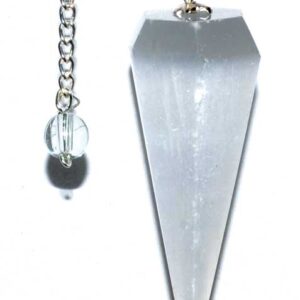 6-sided 7 Chakra Selenite pendulum