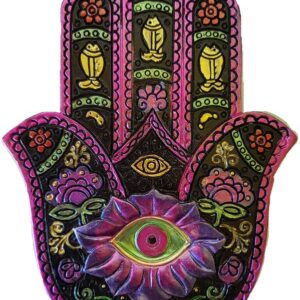 Black & Fuchia Hamsa incense burner