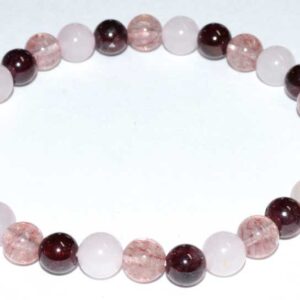 6mm Rose Qtz, Strawberry Qtz & Garnet bracelet