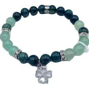 8mm Kambaba Jasper, Green Aventurine, Clover bracelet