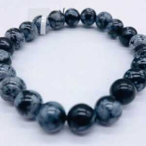 8mm Obsidian, Snowflake bracelet