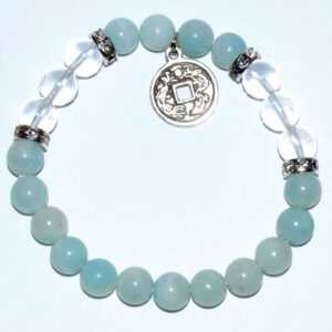 8mm Amazonite/ Quartz with Chinese Coin
