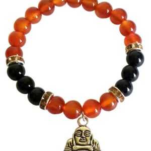 8mm Red Agate/ Black Onyx with Buddha