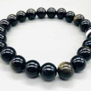 8mm Obsidian, Goldsheen bracelet