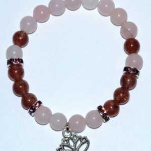 8mm Rose Quartz/ Strawberry Quartz with Lotus