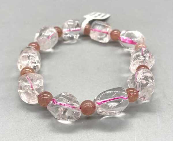Quartz & Strawberry Quartz Nugget bracelet
