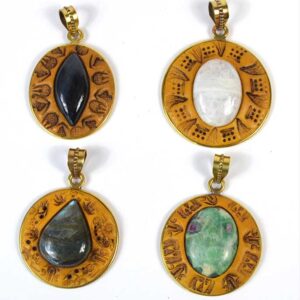 Clay and Gemstone pendant