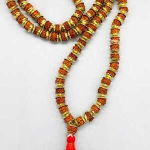 Rudraksha W/ Golden Cap japmala