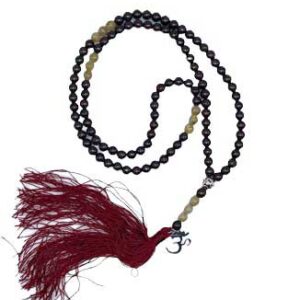 Om, Garnet & Golden Rutile japmala