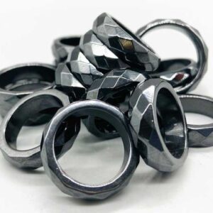 (set of 50) Faceted Hematite magnetic rings