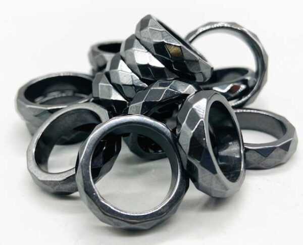 (set of 50) Faceted Hematite magnetic rings