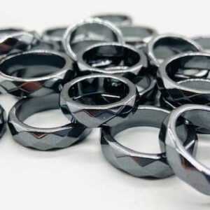 (set of 50) Faceted Hematite rings