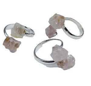 (set of 3) adjustable Rose Quartz rings