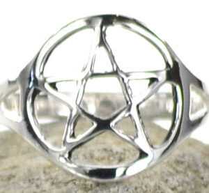 Silver Plated Brass Pentagram ring size 10