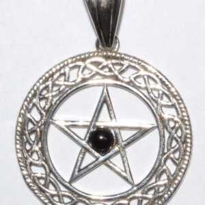 Pentacle black obsidian pendant