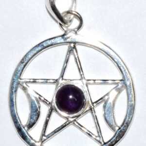 Pentacle moon amethyst pendant
