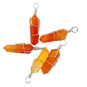(set of 5) wire wrapped carnelian point