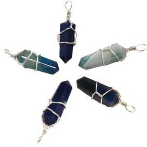 (set of 5) Blue Onyx wire wrapped point
