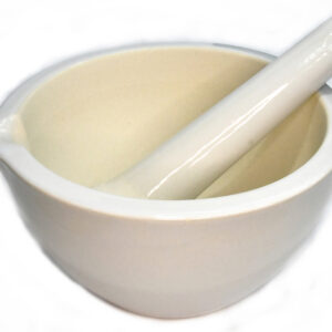 7" Mortar/Pestle white ceramic