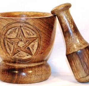 Wooden Pentagram Mortar and Pestle Set