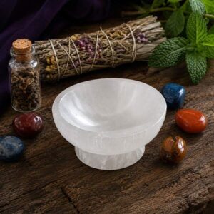 Oval Selenite Bowl stand 4 Inch