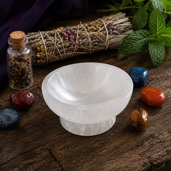 Oval Selenite Bowl stand 4 Inch