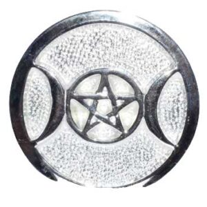Silver Plated Brass Triple Moon altar tile 3 1/2"