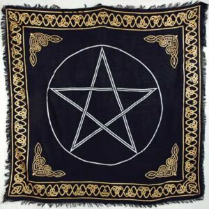 Gold Bordered Pentagram altar cloth 36" x 36"
