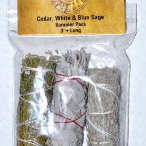 (set of 3) Cedar, White & Blue Sage smudge stick 4"