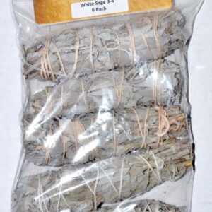 (set of 6) White Sage smudge stick 3"+
