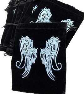 (set of 10) 5"x 7" Angel Wings Black velveteen bag