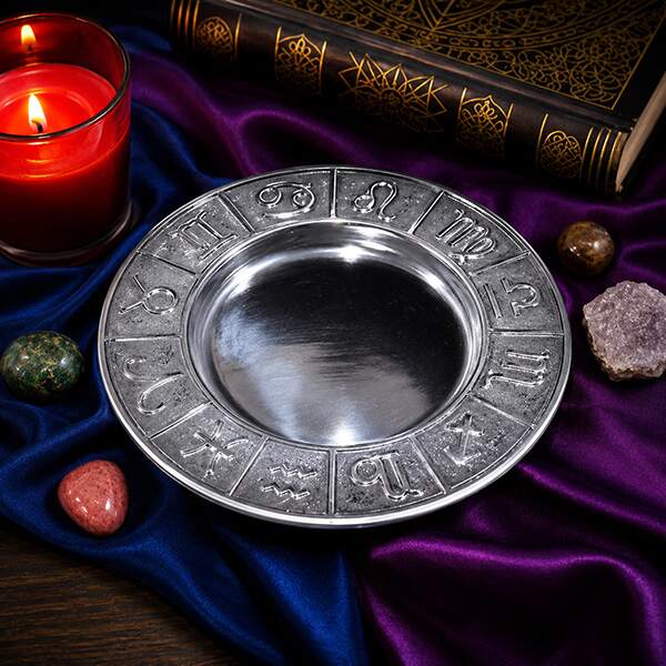Zodiac Offering Plate and Pillar Candle Holder