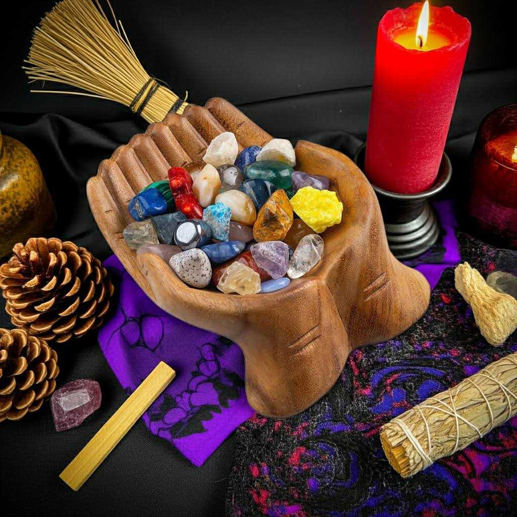 wooden hands offering bowl