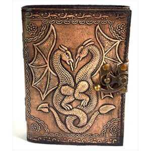 Aged Double Dragon Leather Journal